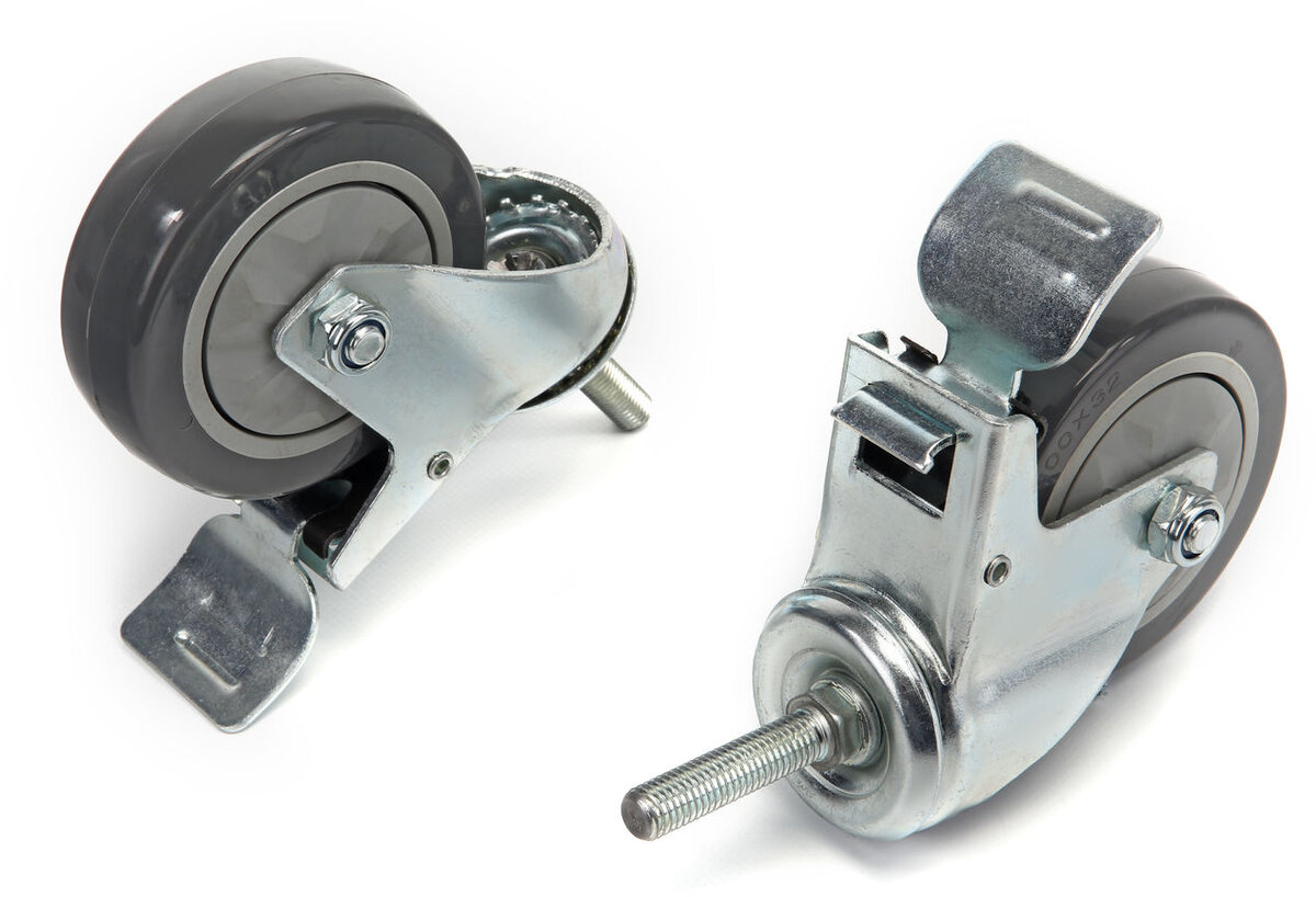 HBM Profi 100 mm. Dreiehjul med gjenget ende og brems HBM Profi 100 mm. Dreiehjul med gjenget ende og brems