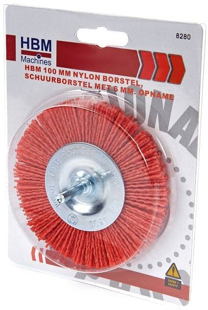 HBM 100-mm-Nylonbürste, Schleifbürste mit 6-mm-Aufsatz