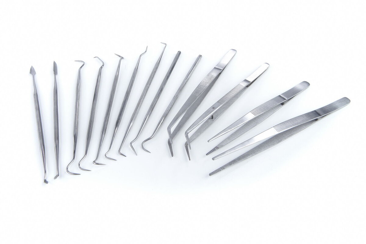 HBM 13-piece tweezers - wax carver - modular hook set