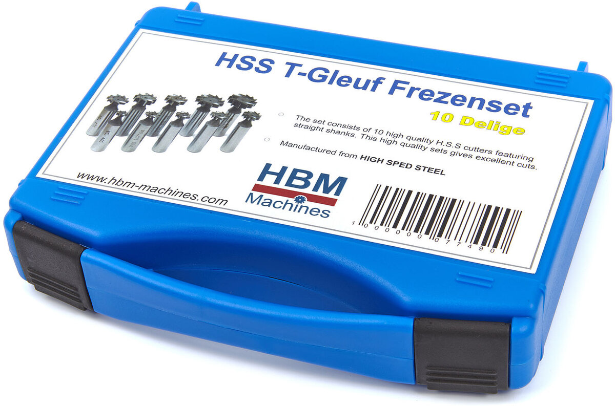 HBM 10-teiliger HSS M-2 T-Nut-Fräser-Satz