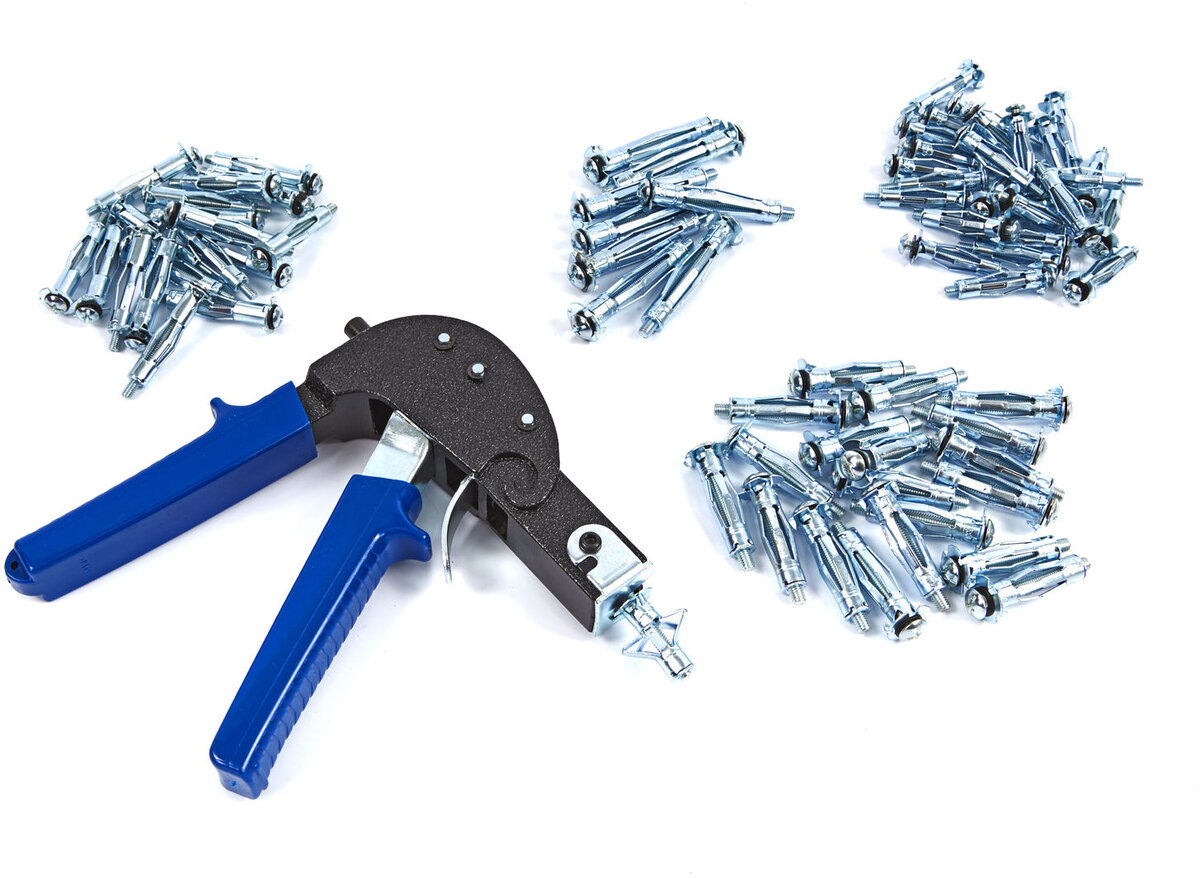 HBM 72-teiliges Hohlwanddübel-Set, Dübelset inkl. Montagezange