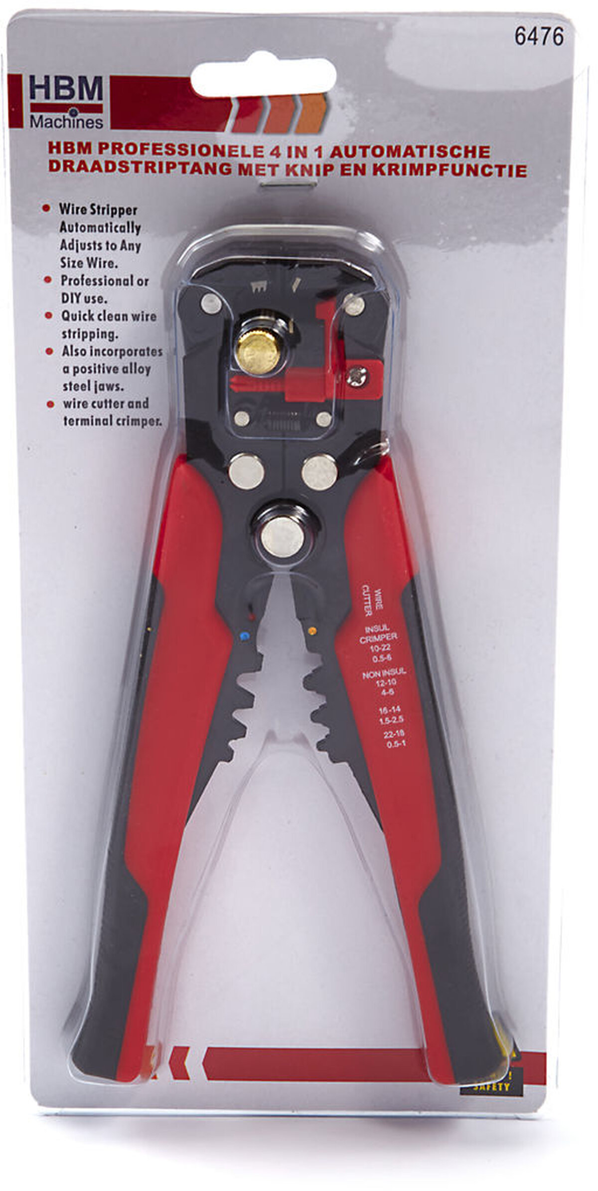HBM Professionele 4 in 1 Automatische Draadstriptang met Knip en  Krimpfunctie