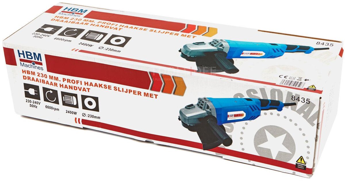 HBM 230 mm Profi vinkelsliper med roterbar håndtak