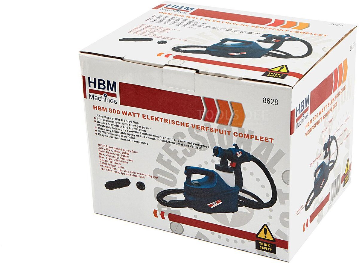 Hbm 500 watt elektrisk malingssprøjte komplet