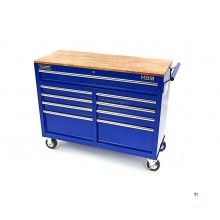 HBM 117cm mobile tool trolley workbench with blue wooden top