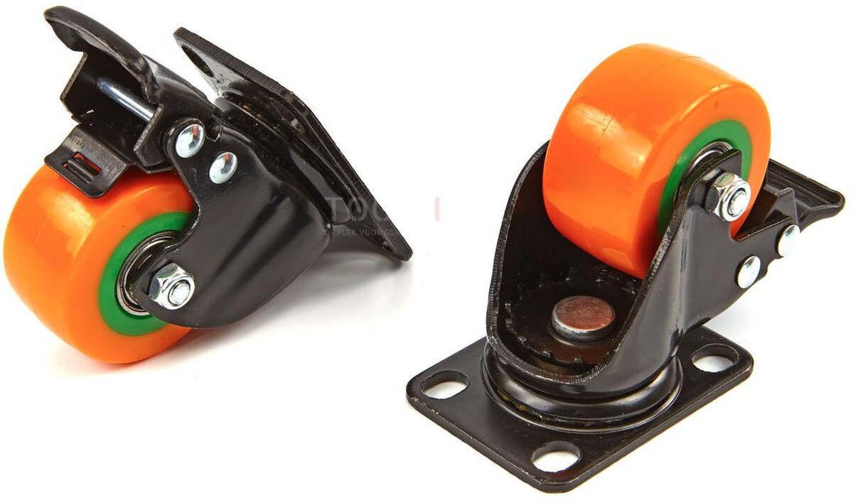 HBM Profesjonell 50 mm svivelbøsser med fotplate og brems - 100 KG