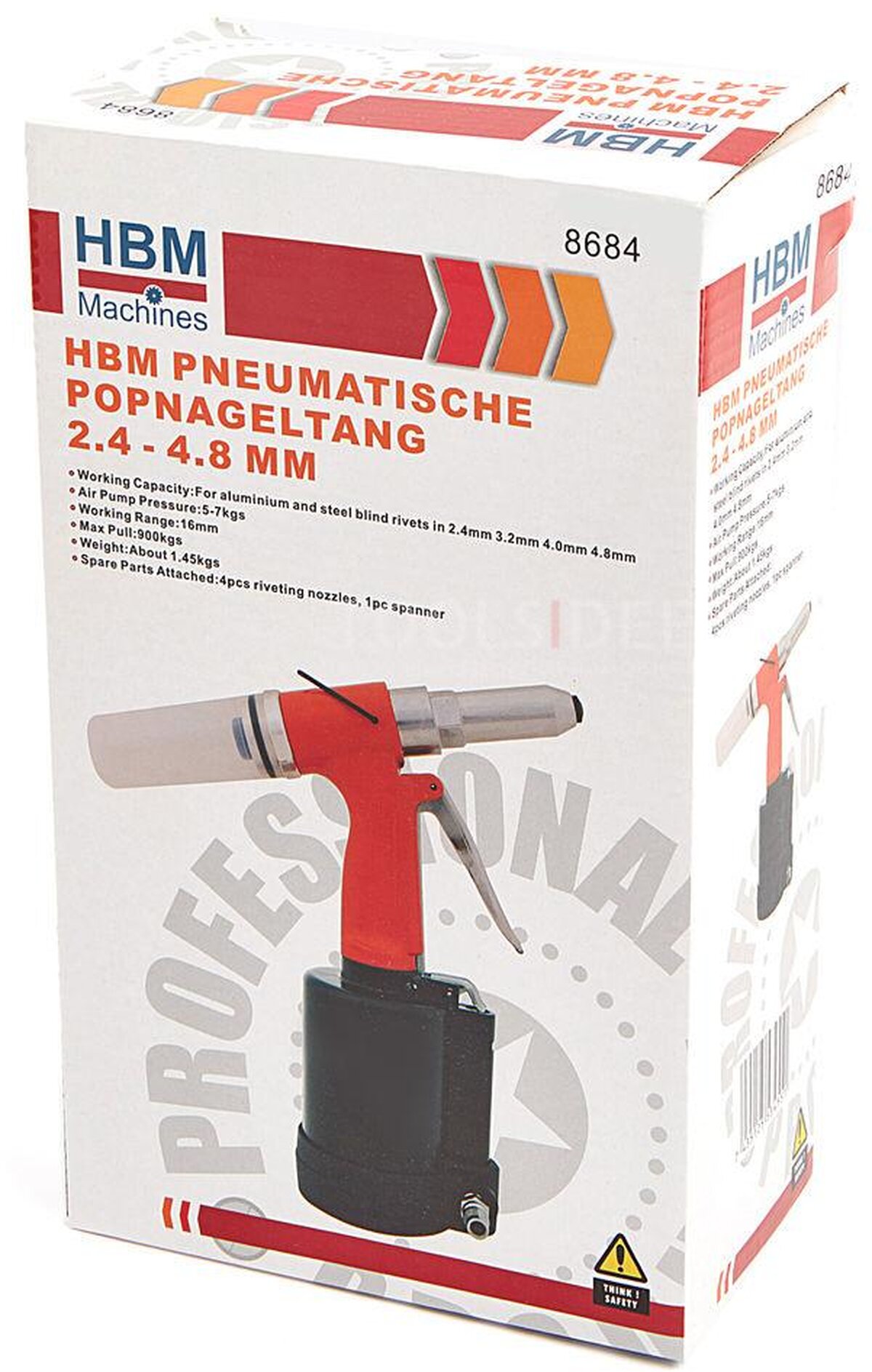 Hbm pneumatiska nittång 2,4 - 4,8 mm