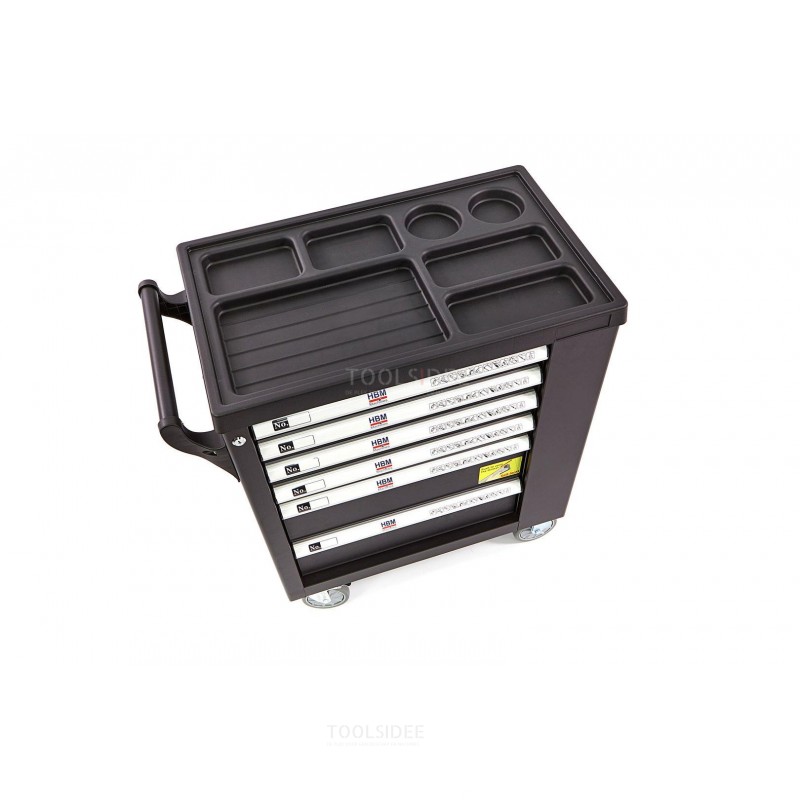 HBM Gevulde gereedschapswagen 154 Delig met 6 Laden BLACK EDITION
