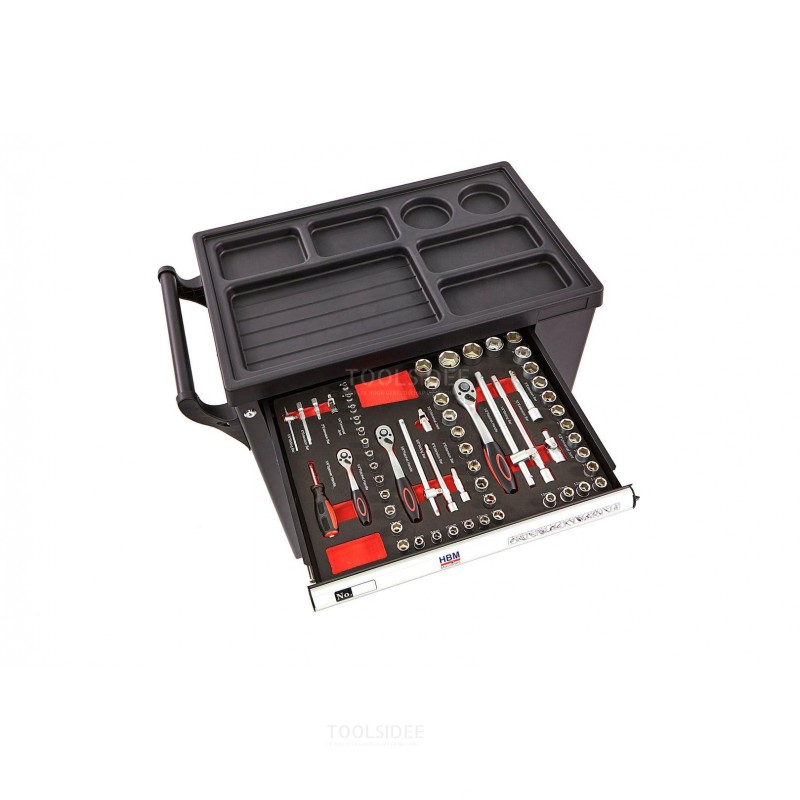 HBM Gevulde gereedschapswagen 154 Delig met 6 Laden BLACK EDITION
