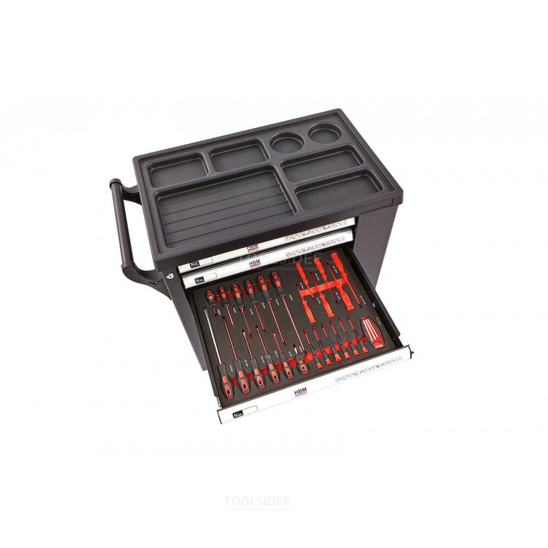 HBM Gevulde gereedschapswagen 154 Delig met 6 Laden BLACK EDITION
