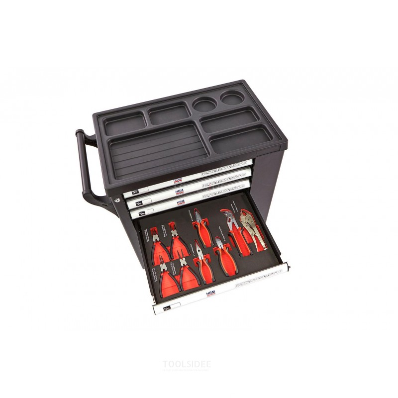 HBM Gevulde gereedschapswagen 154 Delig met 6 Laden BLACK EDITION
