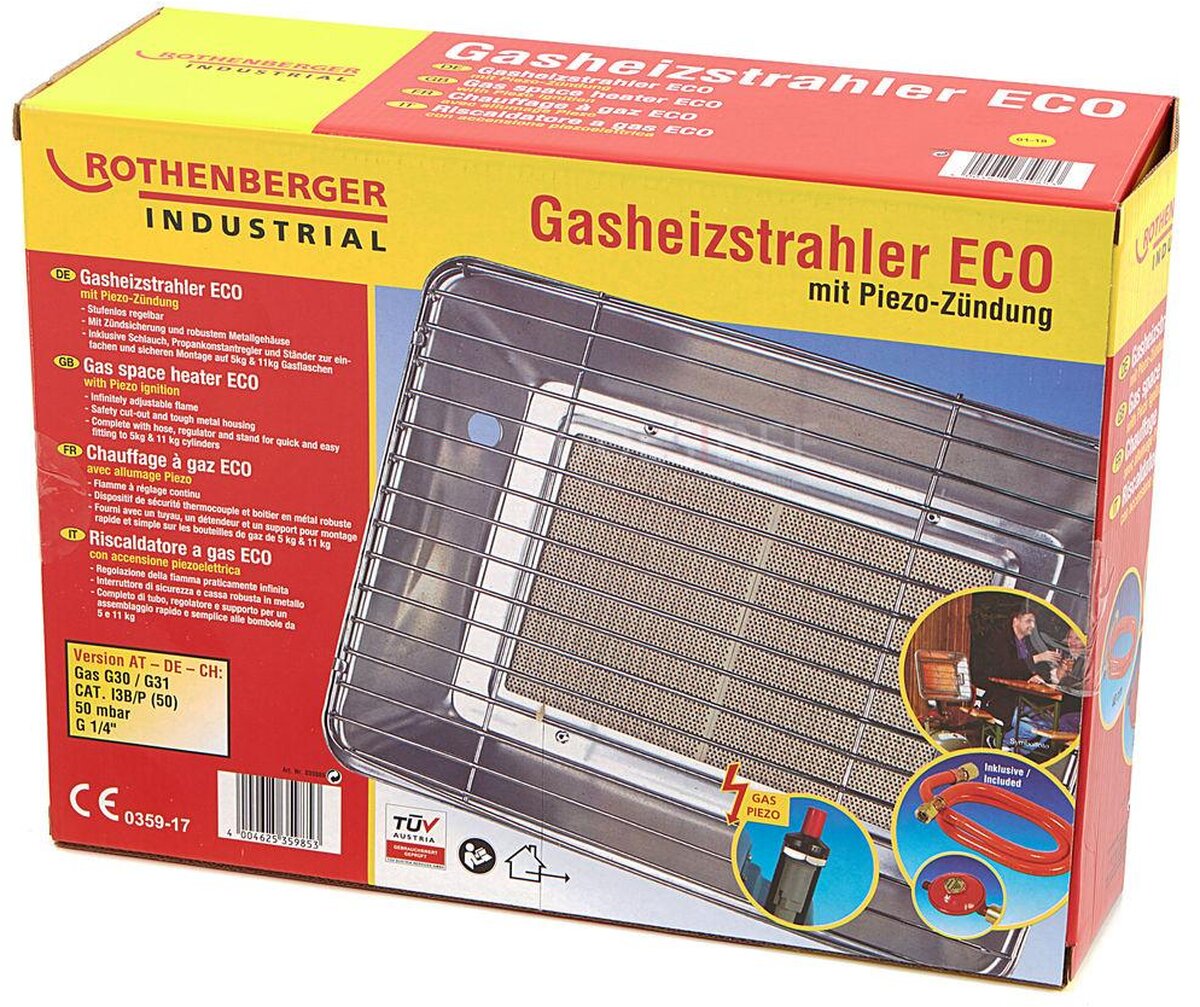 Rothenberger, varmelegeme gasstålvarmer eco med piezo-antændelse