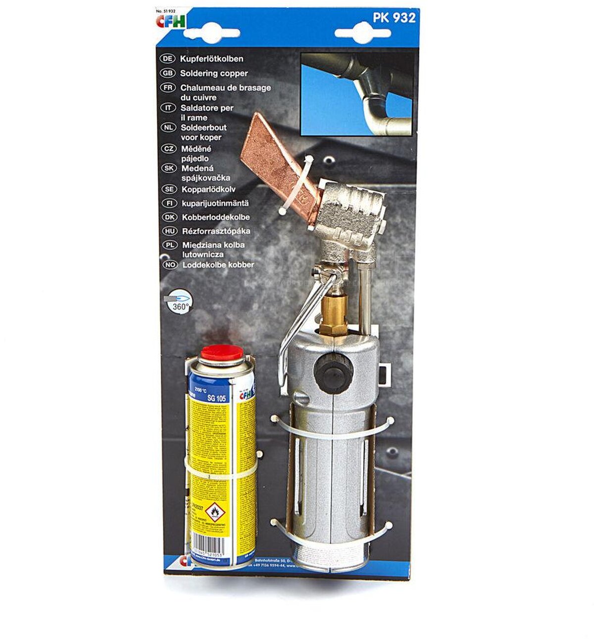  CFH Professional Juotoskolvi, kattokouru Lasset PL932 Kaasukapselilla