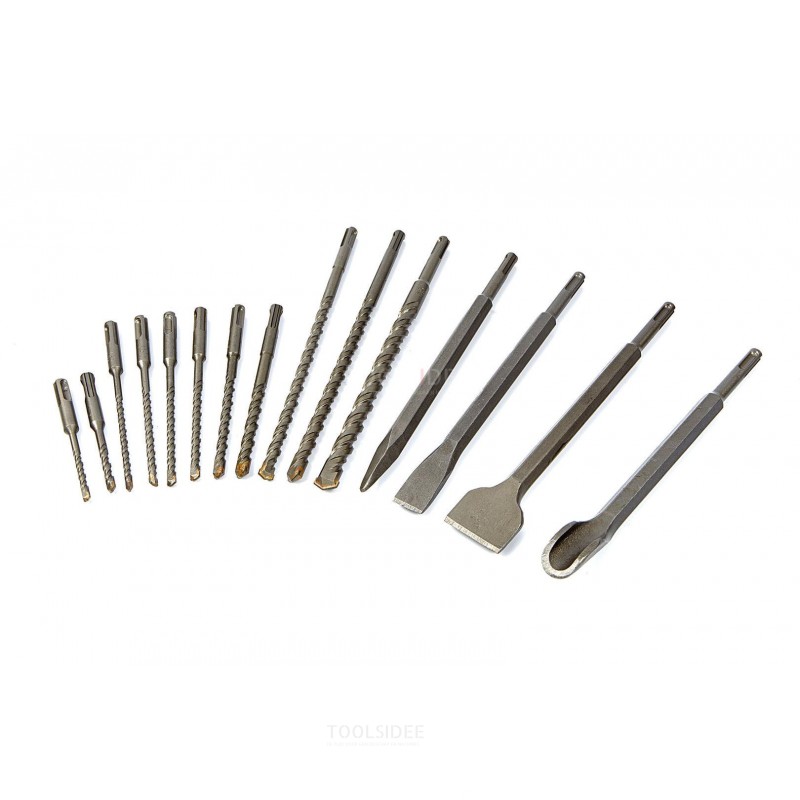 Silverline 15 pezzi sds-plus set di punte per calcestruzzo e scalpelli
