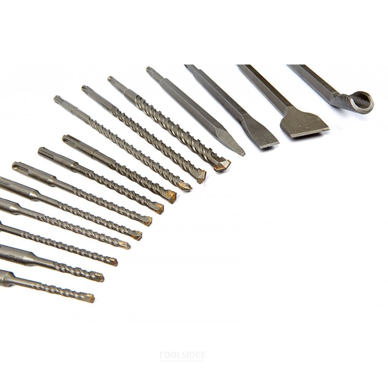 Silverline 15 pezzi sds-plus set di punte per calcestruzzo e scalpelli