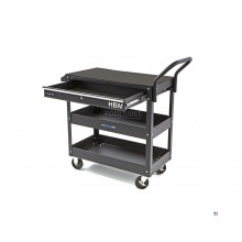  HBM Deluxe 3-kerroksinen universaali työkaluvaunu laatikolla ja telineellä