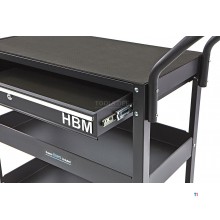  HBM Deluxe 3-kerroksinen universaali työkaluvaunu laatikolla ja telineellä