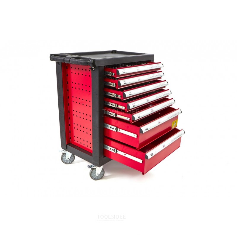 HBM 154-piece filled tool trolley - red
