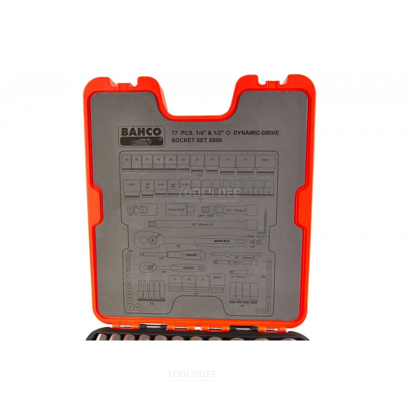 Bahco s800 socket wrench set 77 pcs 1/4 + 1/2 toolsidee.ie