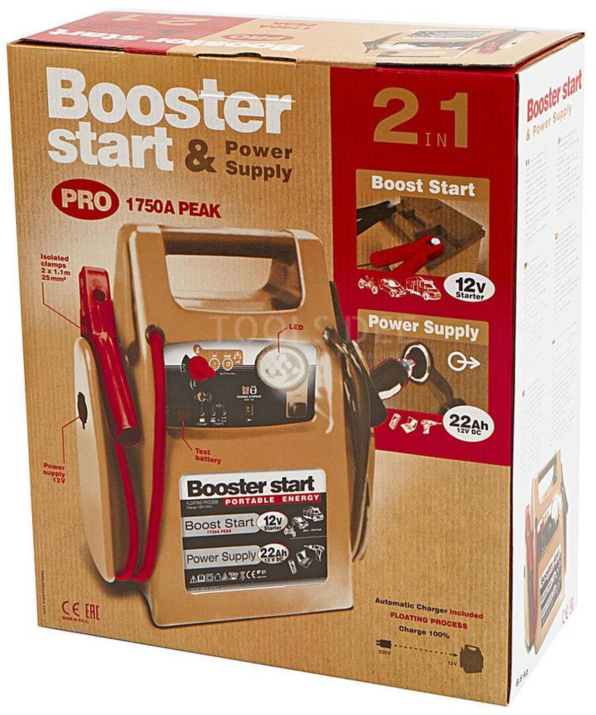 GYS Pack Pro Auto startbooster, Jumpstarer Accu Booster, 230 V, 12 V, 22 Ah
