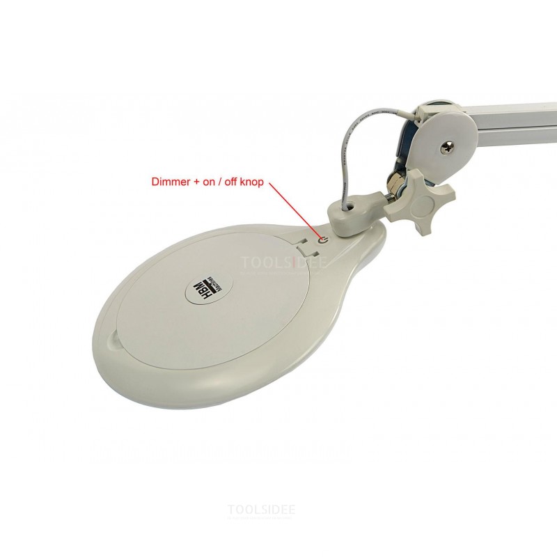 HBM Lampe loupe réglable LED avec variateur et pince de table - 3800 LUX