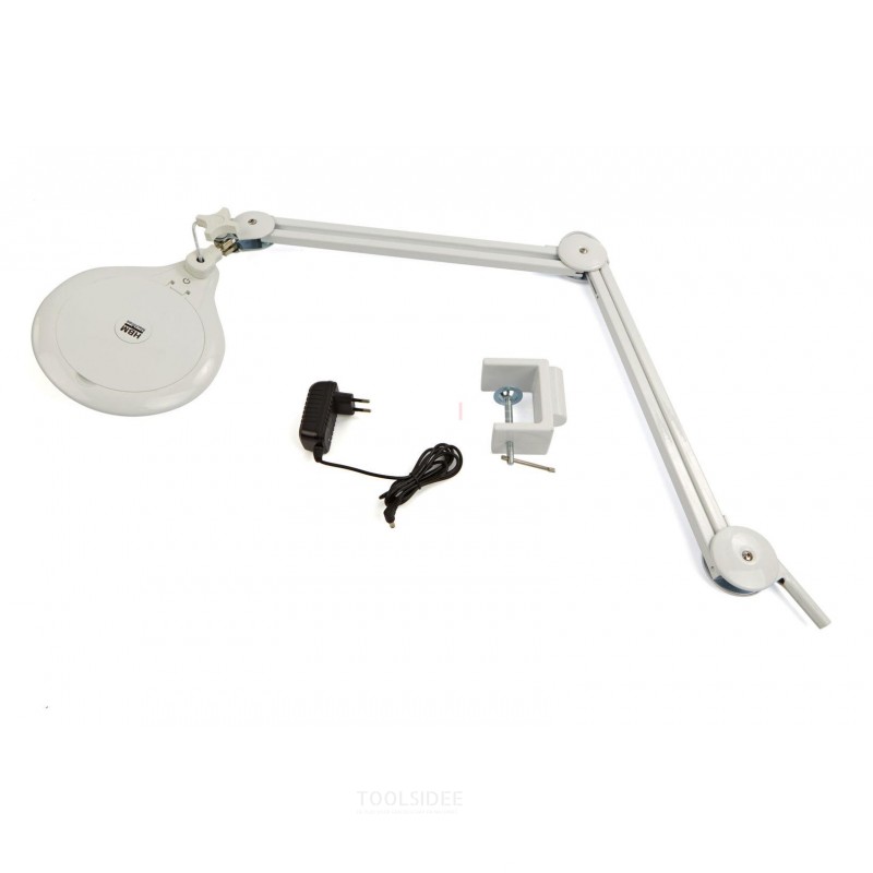 HBM LED adjustable magnifying lamp with dimmer and table clamp - 3800lux