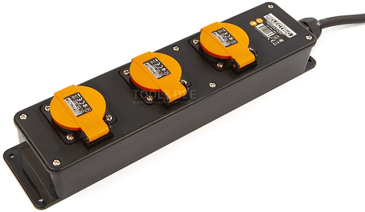 Relectric Professionele IP44 Stekkerdoos Met 5 Meter Kabel 3 x 1,5 mm
