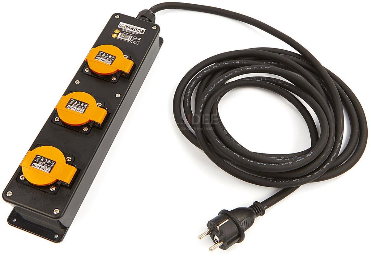 Relectric Professionele IP44 Stekkerdoos Met 5 Meter Kabel 3 x 1,5 mm
