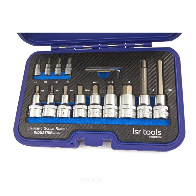 lsr tools 18 piece 1/4 - 1/2 professional industrial hex socket set