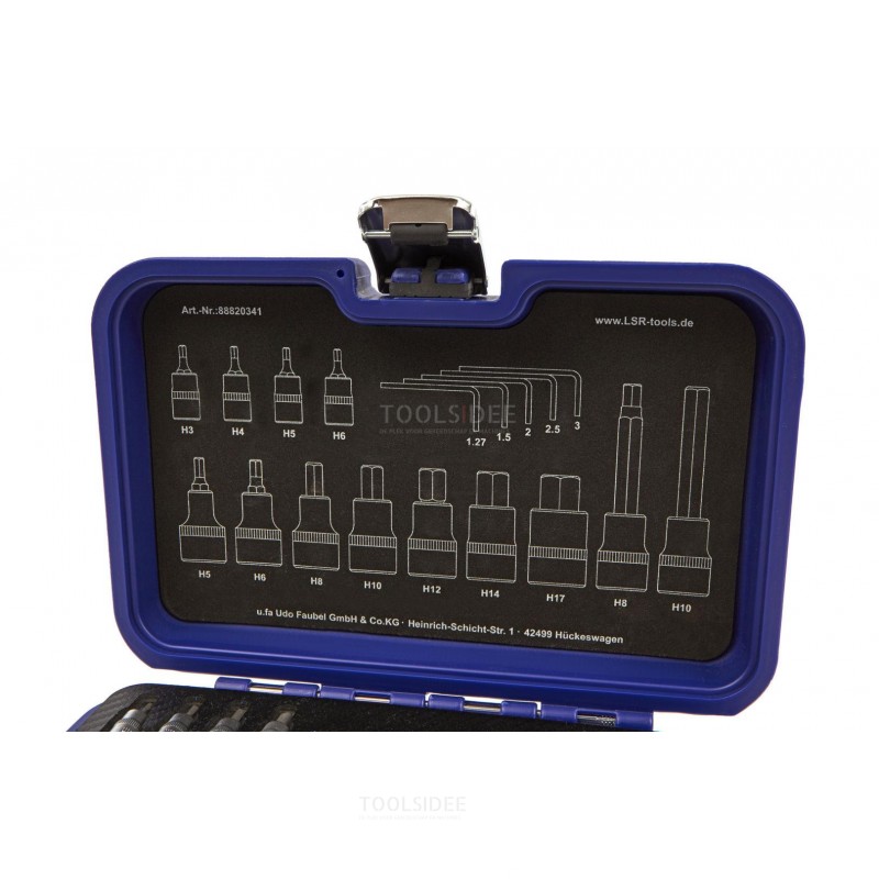  LSR Tools 18-osainen 1/4 - 1/2 ammattikäyttöön tarkoitettu kuusiokolopistorasiasarja