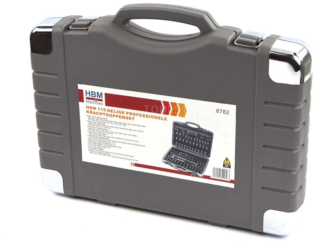 HBM 119 Piece Professional Power Socket Set Metrisk og INCH Størrelser
