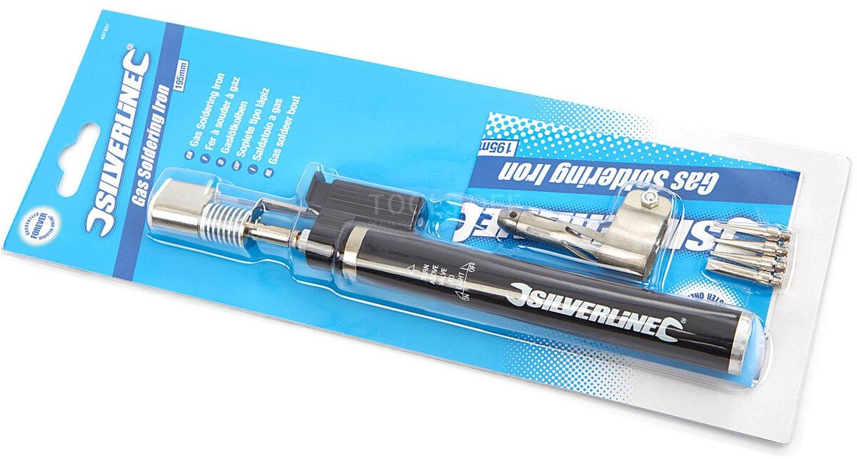 Silverline Gaslötkolben, Gasbrenner, Stiftbrenner mit 4 Lötspitzen