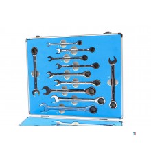 HBM Jeu professionnel de clés à anneau, à cliquet et à douille 17 pièces
