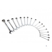 HBM Jeu professionnel de clés à anneau, à cliquet et à douille 17 pièces