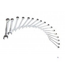 HBM Jeu professionnel de clés à anneau, à cliquet et à douille 17 pièces