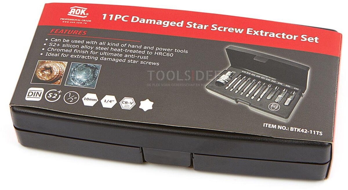 AOK 11 Piece Professional Dolle Screws fjerner sett modell Grabit