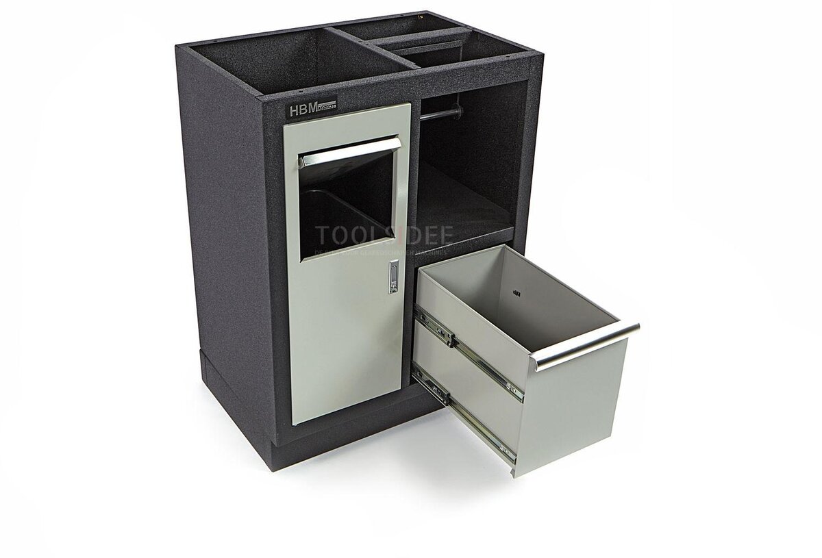 HBM waste bin and paper holder for workshop equipment