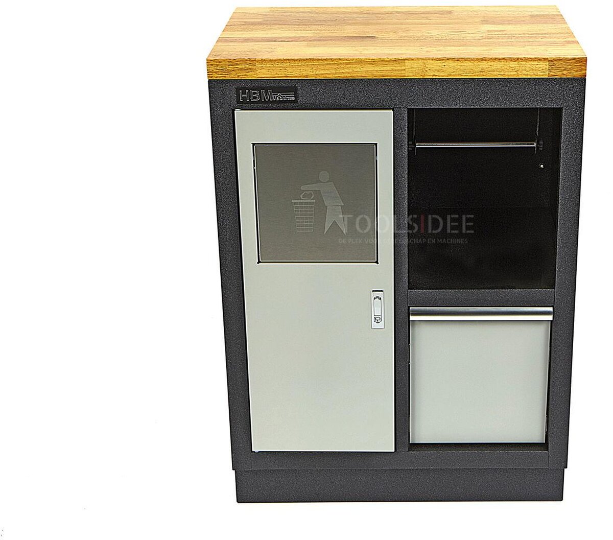 HBM waste bin and paper holder for workshop equipment