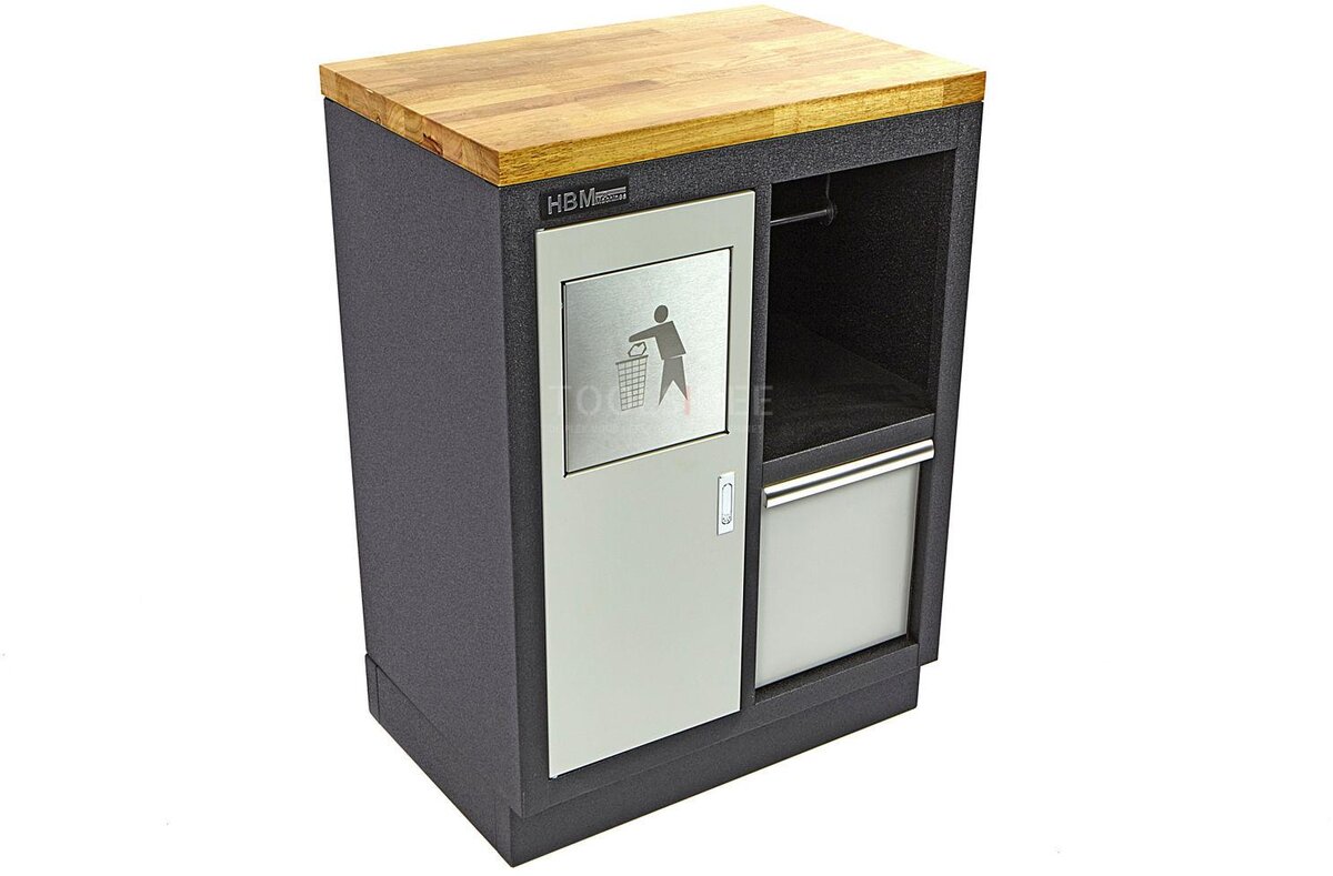 HBM waste bin and paper holder for workshop equipment