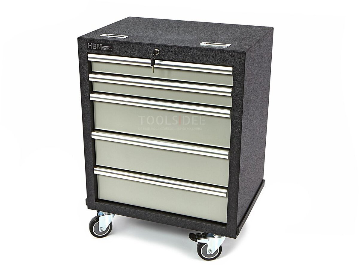 HBM 5 lådor Professionell verktygsvagn för verkstadsutrustning