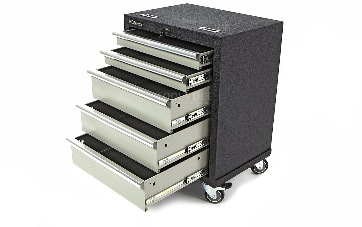HBM 5 lådor Professionell verktygsvagn för verkstadsutrustning