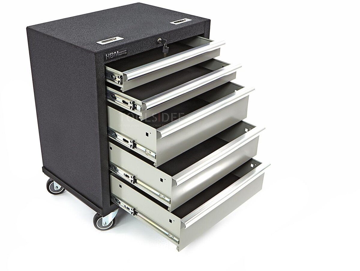 HBM 5 lådor Professionell verktygsvagn för verkstadsutrustning