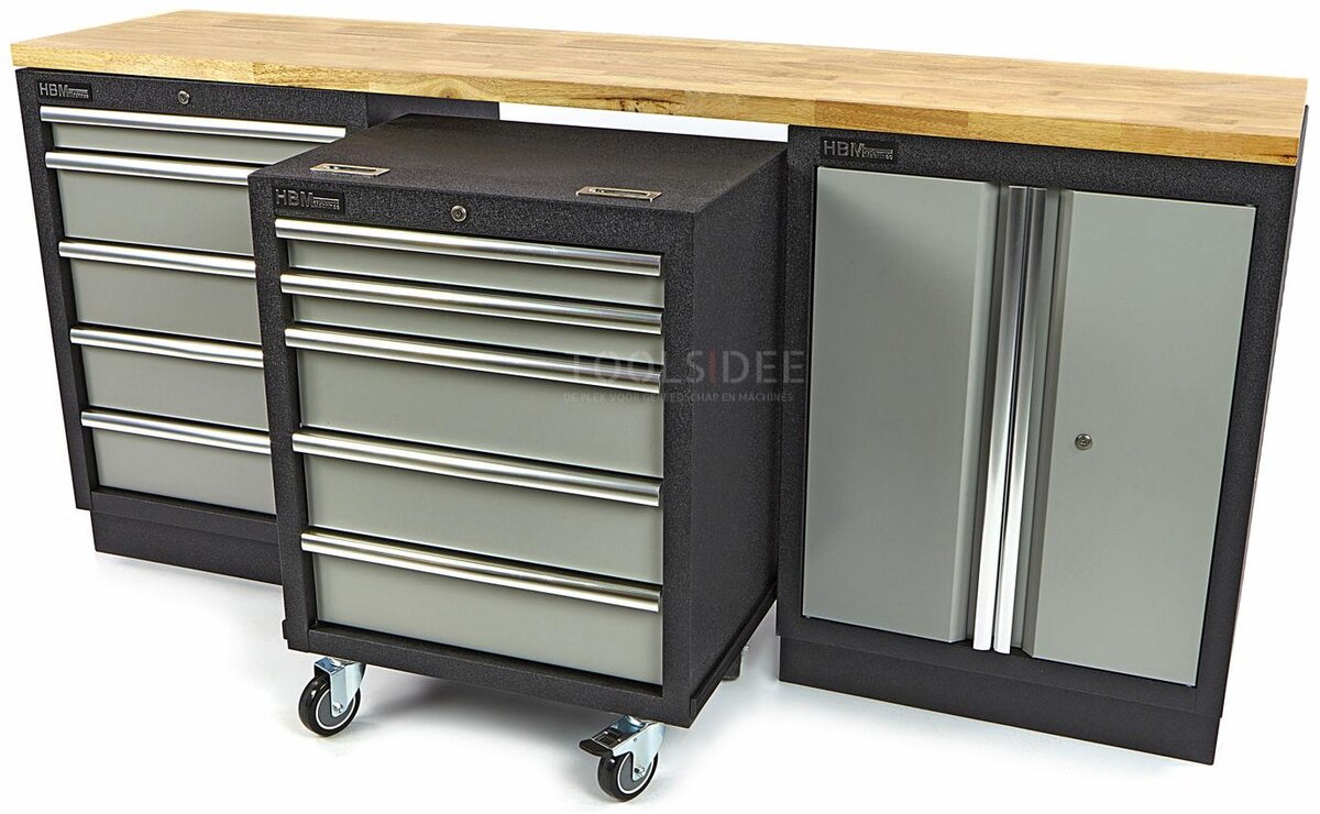 HBM 5 lådor Professionell verktygsvagn för verkstadsutrustning
