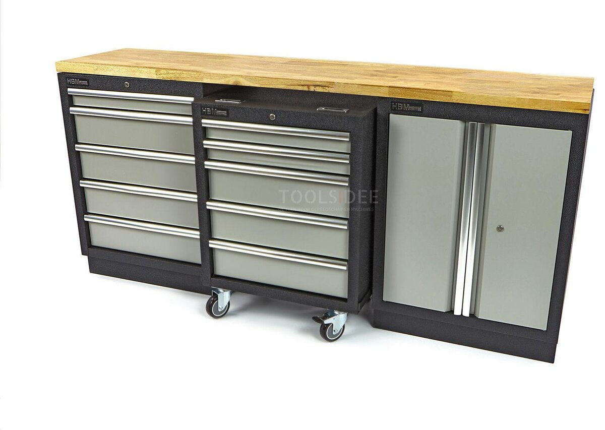 HBM 5 lådor Professionell verktygsvagn för verkstadsutrustning