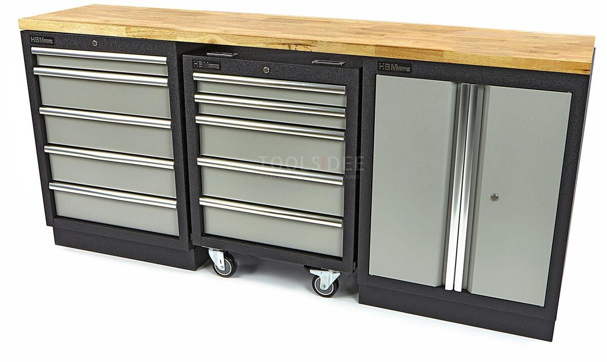 HBM 5 lådor Professionell verktygsvagn för verkstadsutrustning