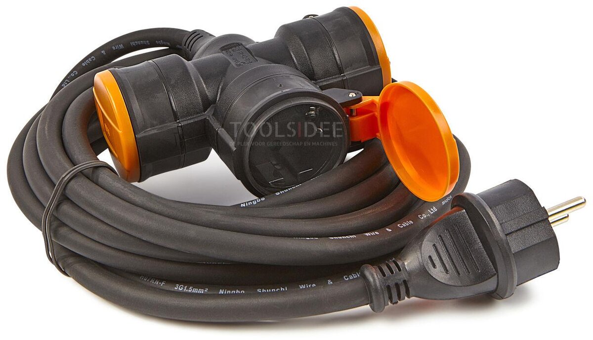 Relectric PRO verlengsnoer 5 mtr 3-voudig 3x1,5mm
