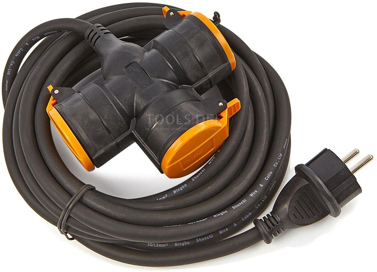 Relectric PRO verlengsnoer 5 mtr 3-voudig 3x1,5mm
