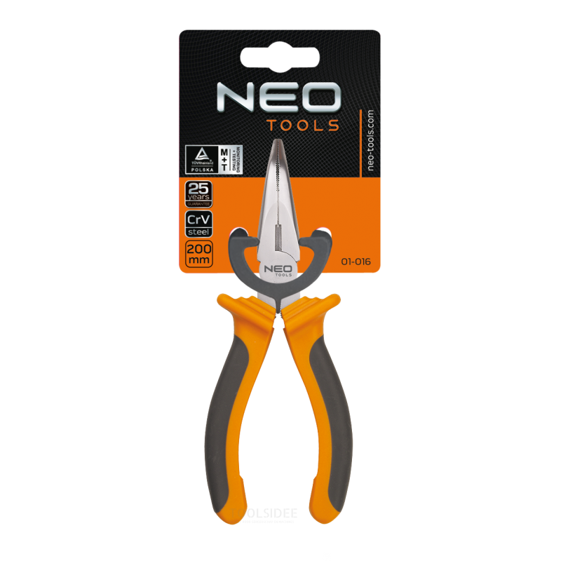 neo needle nose pliers 200mm bent din 5745