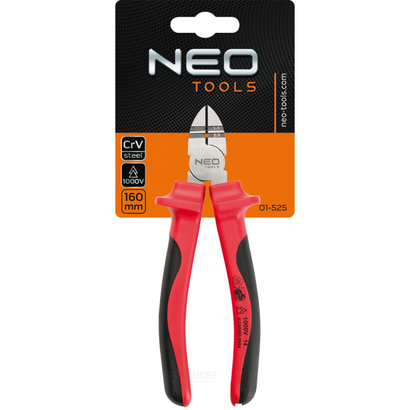 neo side cutting and stripping pliers 160mm vde 1000v
