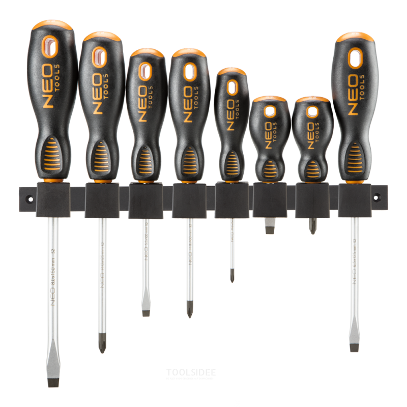 neo screwdriver set 8 pieces with magnetic wall bracket